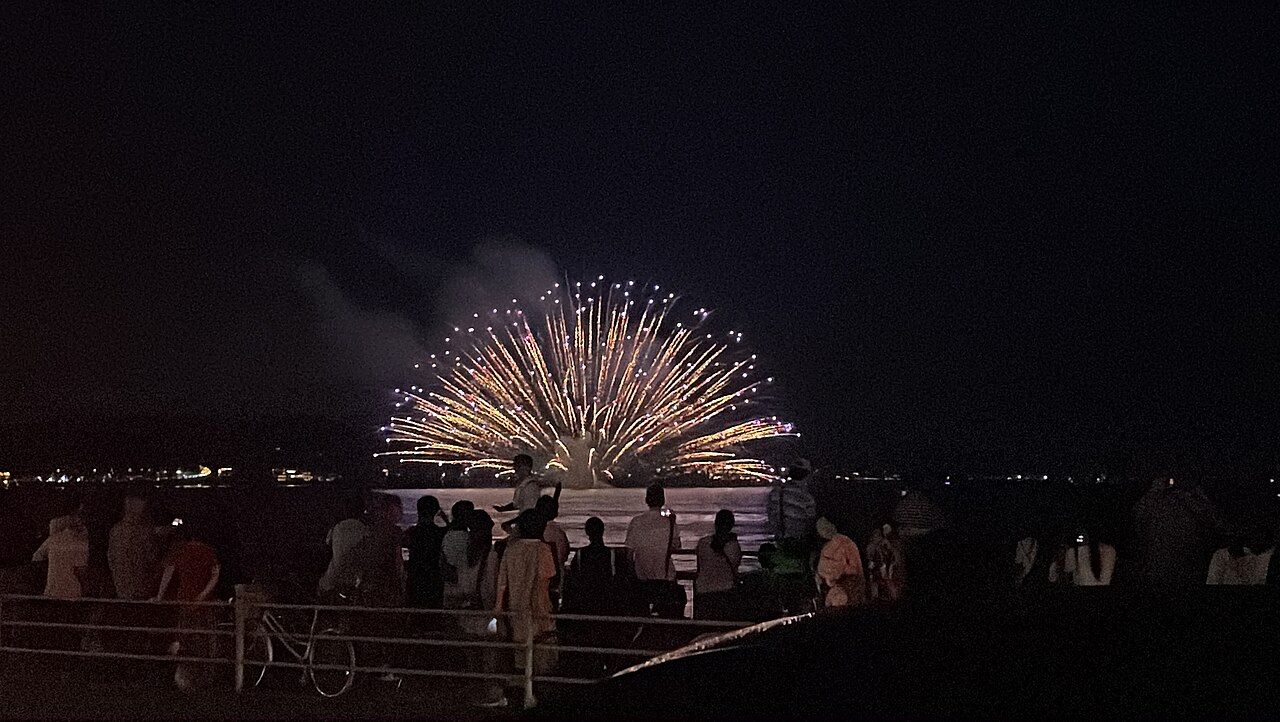 Kamakura Fireworks Festival fireworks over Kamakura, Japan