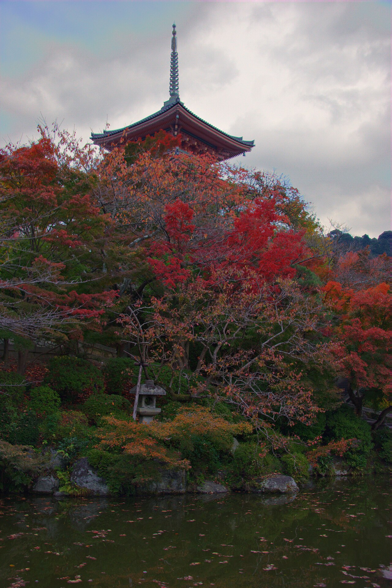 Autumn leaves at Kiyomizu-dera Temple, Kyoto, Japan