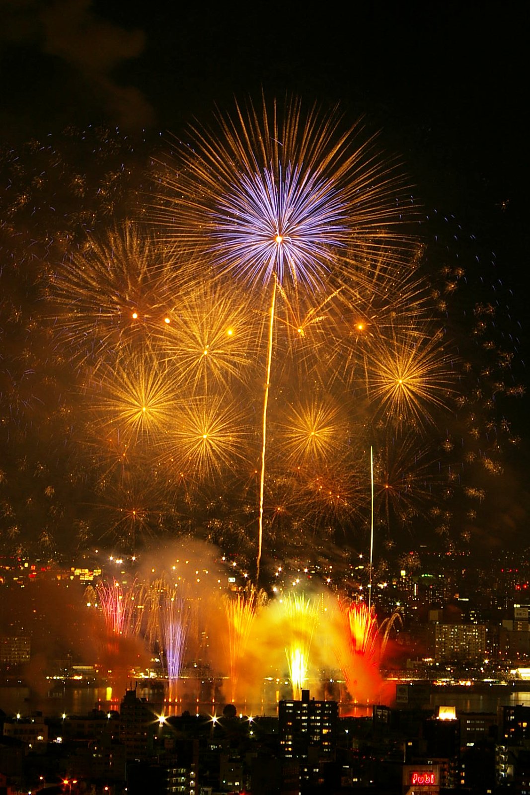 Naniwa Yodogawa Fireworks Festival fireworks over Osaka, Japan